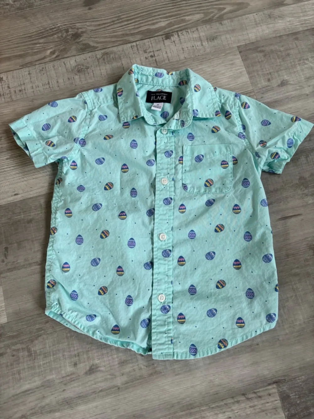 The Children's Place‎ Mint Green Short-Sleeve Button-Down Shirt with Egg Print